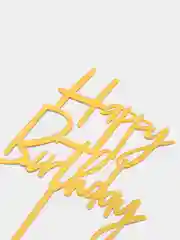 Золотой топпер на торт "Happy Birthday", акрил