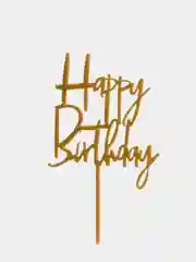 Золотой топпер на торт "Happy Birthday", акрил