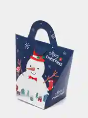 Темно-синий сборная новогодняя коробка с картонной ручкой
