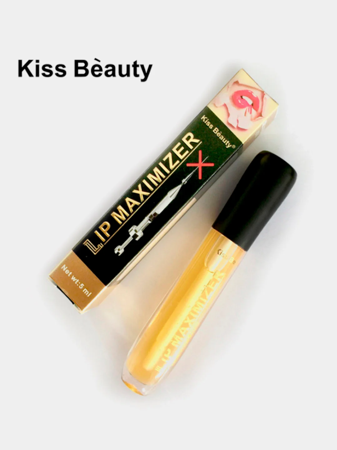 Белый блеск для увеличения губ / блеск для губ, прозрачный Kiss Beauty