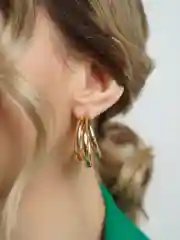 Золотой женские массивные серьги кольца
