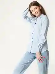 Голубой рубашка женская базовая