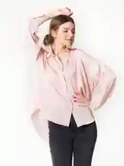 Розовый рубашка женская шелковая