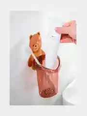Стакан для зубных щеток/Подставка для зубных щеток на липучке "Мишка"