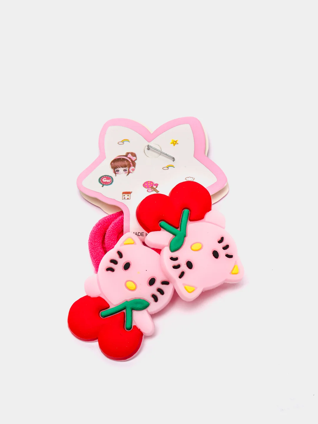 Бордовый резинки для волос мультяшные "Hello kitty - Хелло Китти" и "Единорог"