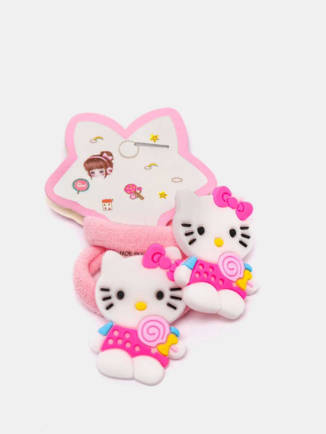 Сиреневый резинки для волос мультяшные "Hello kitty - Хелло Китти" и "Единорог"