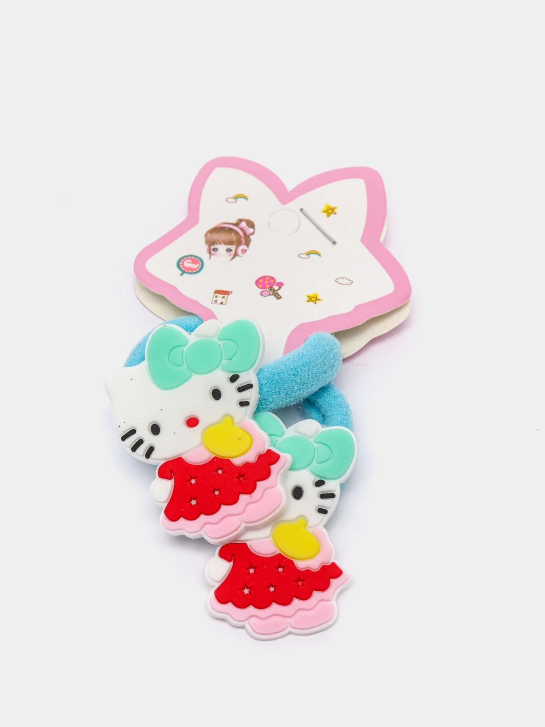 Бирюзовый резинки для волос мультяшные "Hello kitty - Хелло Китти" и "Единорог"