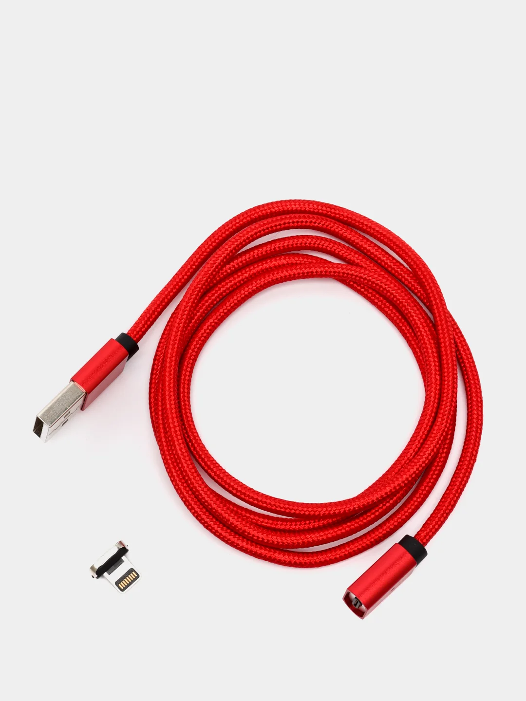 Красный usb кабель магнитный Quick Charge 3.0 быстрый заряд с передачей данных, 2-х метровые