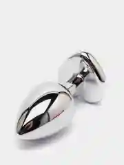 Анальная втулка "Silver", с фиолетовым кристаллом