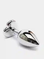 Анальная втулка "Silver", с фиолетовым кристаллом