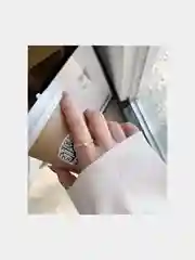 Ажурное женское кольцо с камнем "кошачий глаз". кольцо женское открытое незамкнутое