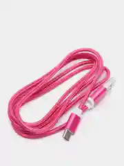 Фуксия usb кабель для зарядки и передачи данных 2.0 А нейлоновый 1.35 м, micro usb, type c