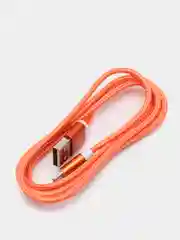 Оранжевый usb кабель для зарядки и передачи данных 2.0 А нейлоновый 1.35 м, micro usb, type c