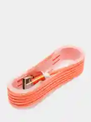 Оранжевый usb кабель для зарядки и передачи данных 2.0 А нейлоновый 1.35 м, micro usb, type c