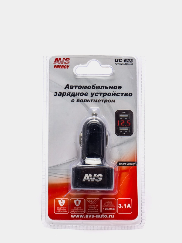 USB автомобильное зарядное устройство, 2 порта, AVS