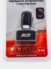USB автомобильное зарядное устройство, 2 порта, AVS
