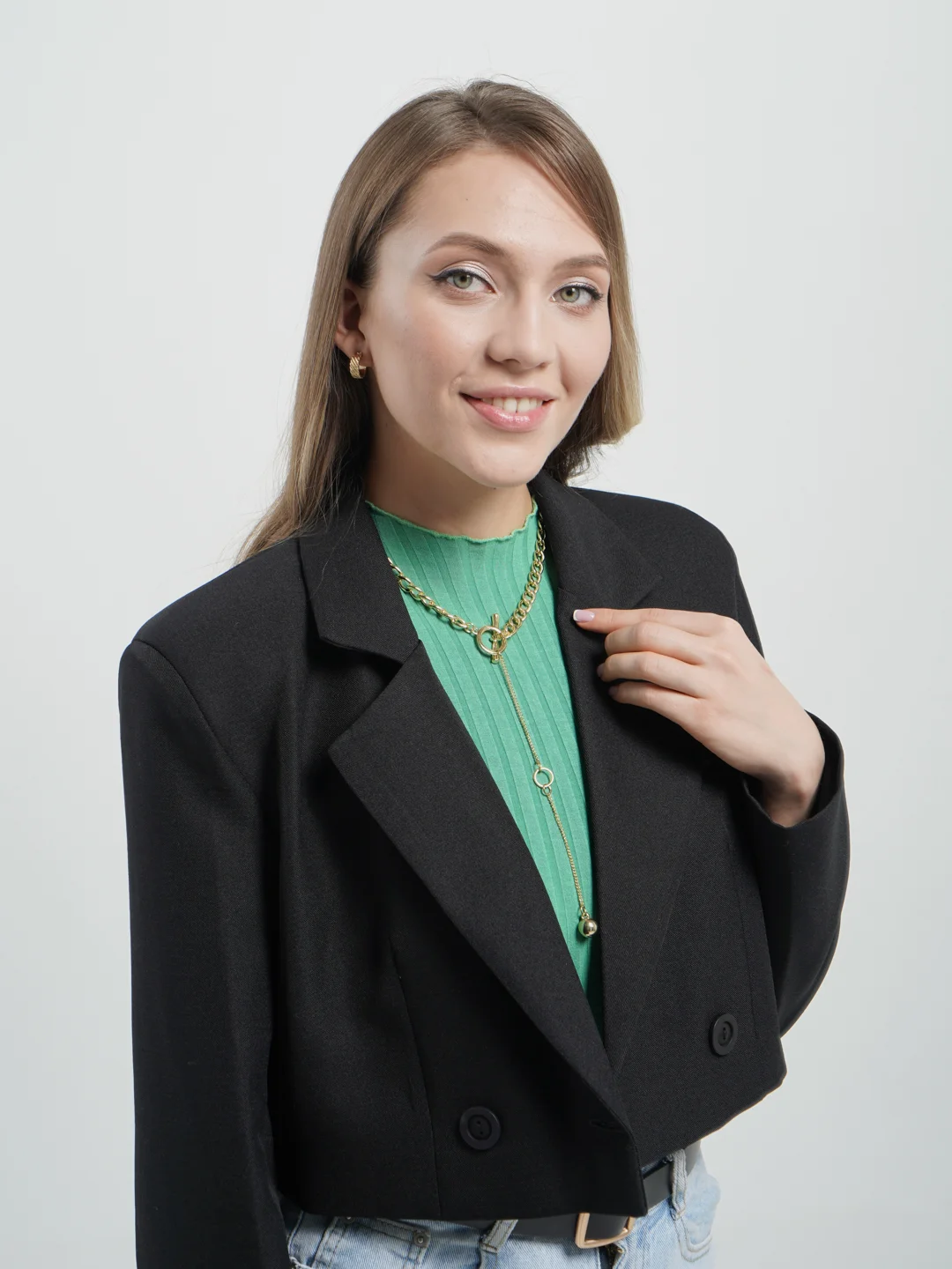 Колье женское, золотистое, в форме цепи