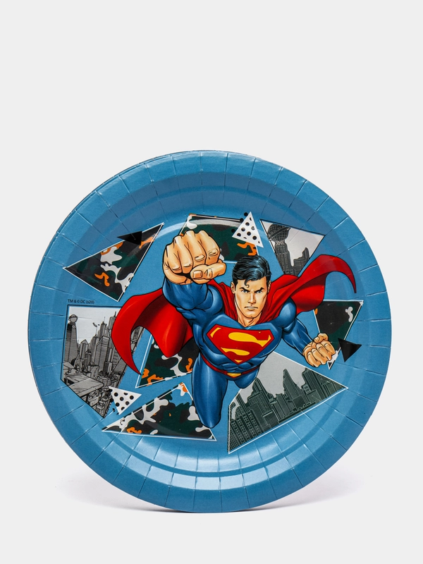 Superman набор бумажных тарелок-1, 6 шт, d=180 мм