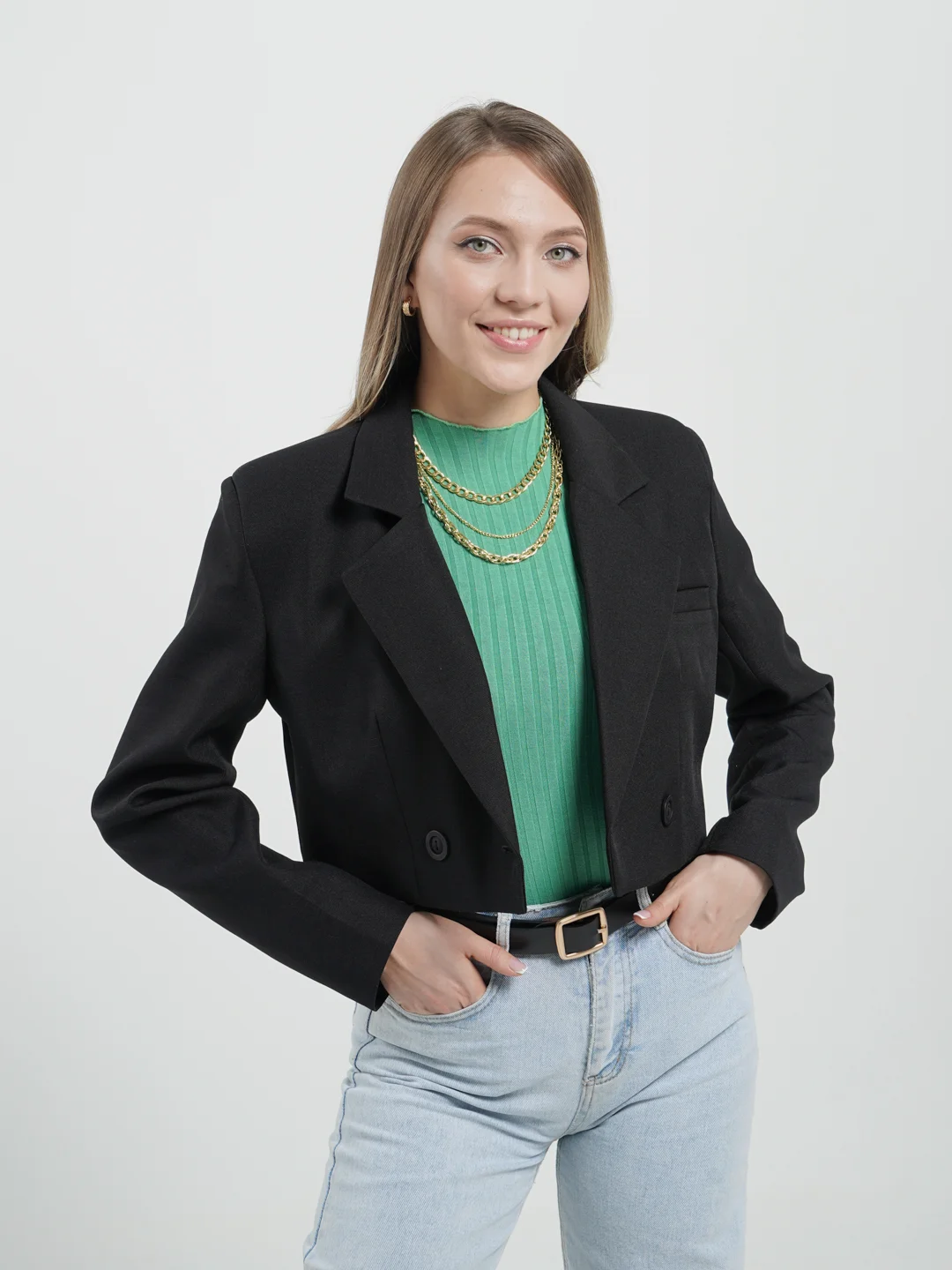 Колье женское, золотистое, в форме цепи