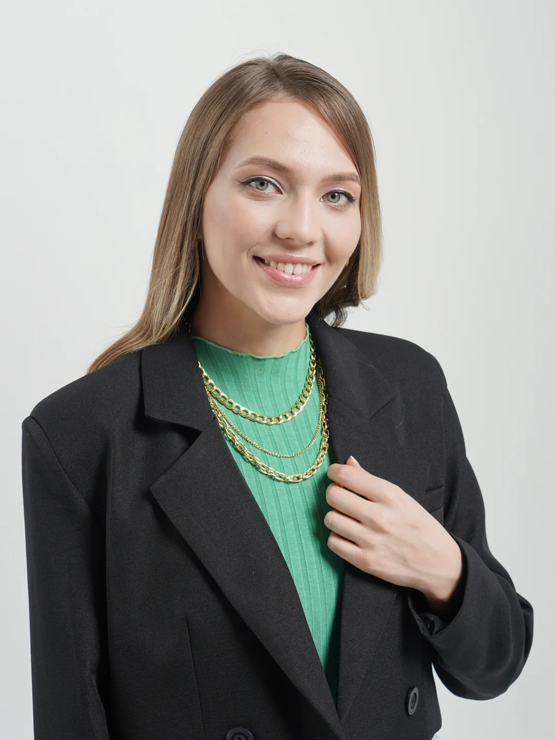 Колье женское, золотистое, в форме цепи