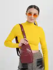 Бордовый сумка женская, нагрудная