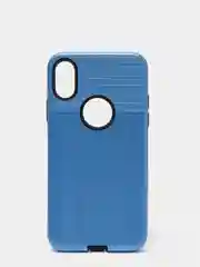 Синий iphone X / XS  чехол силикон + пластик с эффектом "металлик"