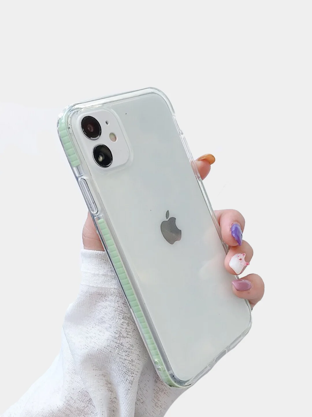 Зеленый чехол прозрачный для iPhone 11 11pro 12mini 12 12pro X Xs Xr Xs max 7 8 7+ 8+, 6s+, 6s, 6+