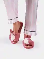 Розовый тапочки домашние "Зайчики", женские, 4 цвета