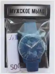 Синий сувенирное мыло ручной работы "Часы наручные"