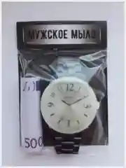 Черный сувенирное мыло ручной работы "Часы наручные"