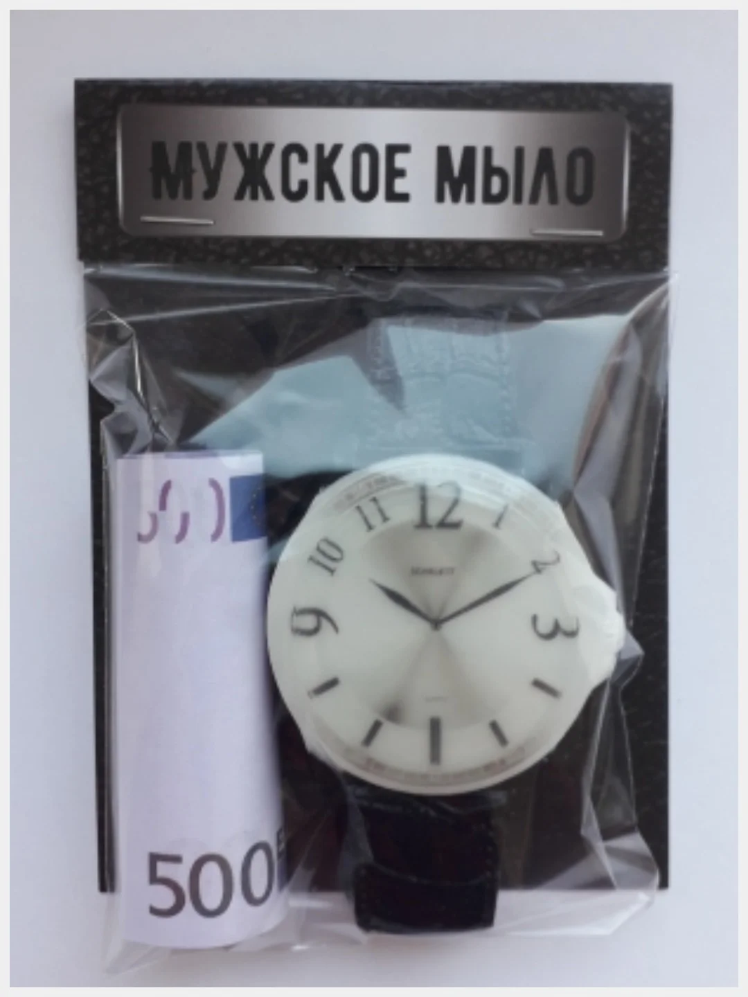 Черный сувенирное мыло ручной работы "Часы наручные"