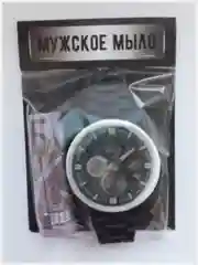 Черный сувенирное мыло ручной работы "Часы наручные"