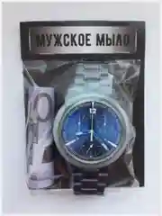 Синий сувенирное мыло ручной работы "Часы наручные"