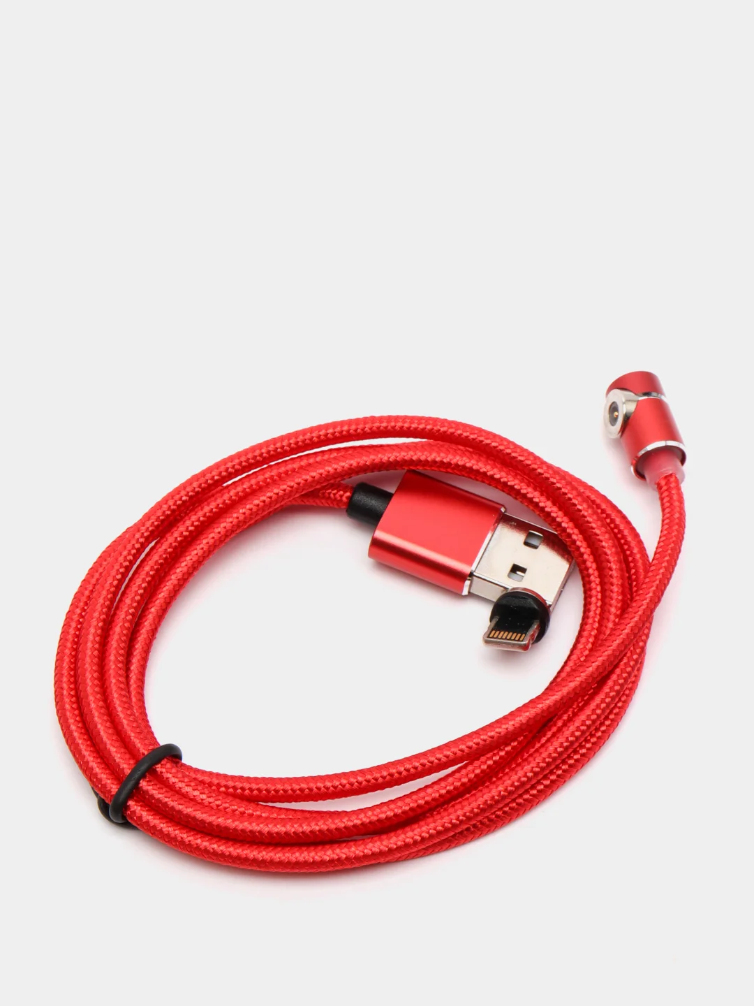 Красный usb кабель магнитный 3 в 1, сменные разъемы MicroUSB,Type-C,Lightning для Android и iPhone