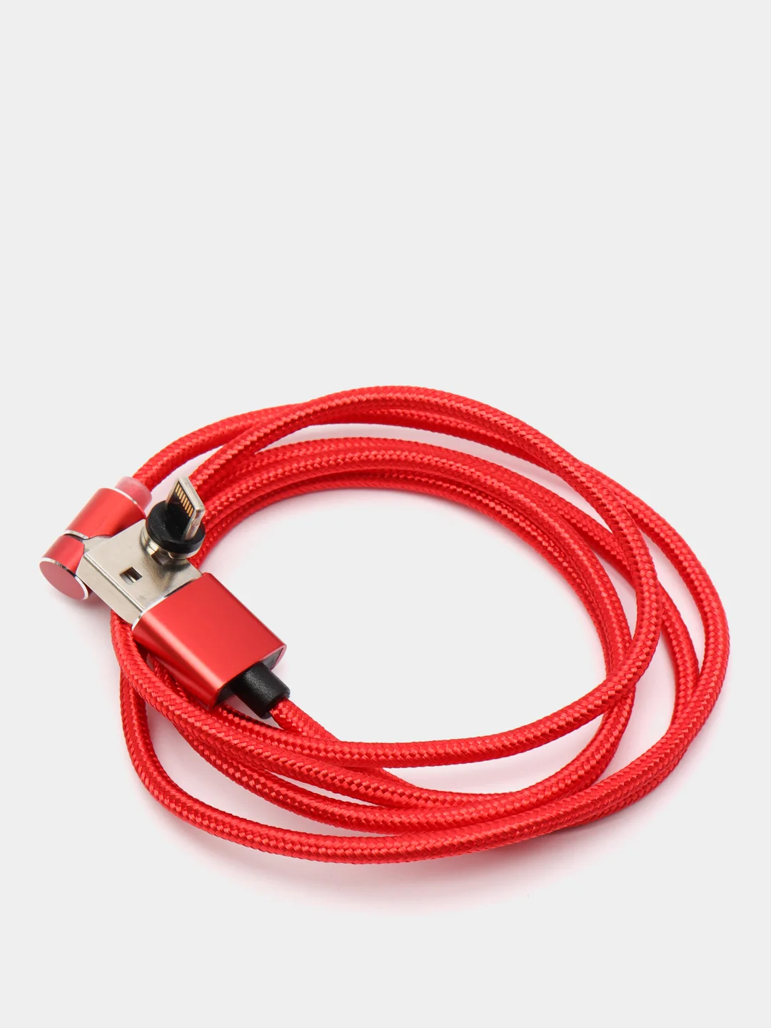 Красный usb кабель магнитный 3 в 1, сменные разъемы MicroUSB,Type-C,Lightning для Android и iPhone