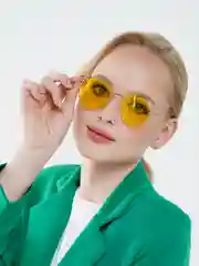 Желтый очки солнцезащитные, имиджевые унисекс с чехлом