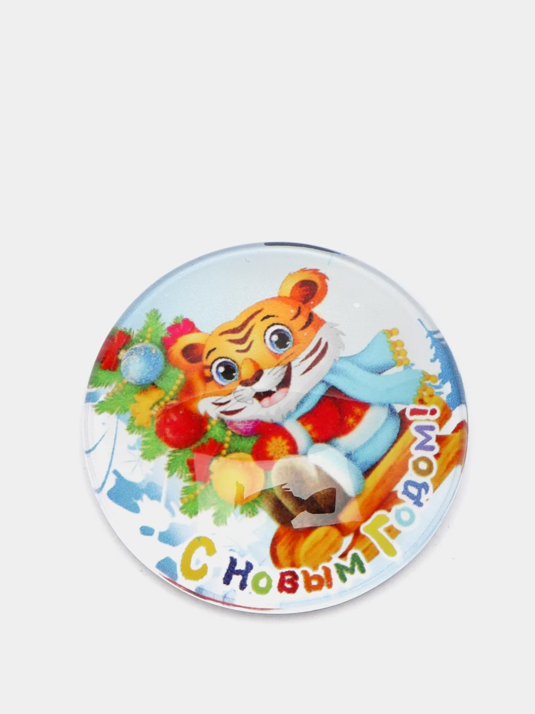 Индиго магнитик круг в стекле символикой Тигренка / удачи