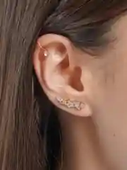 Вишнёвый серьги, каффы, цвет золотой