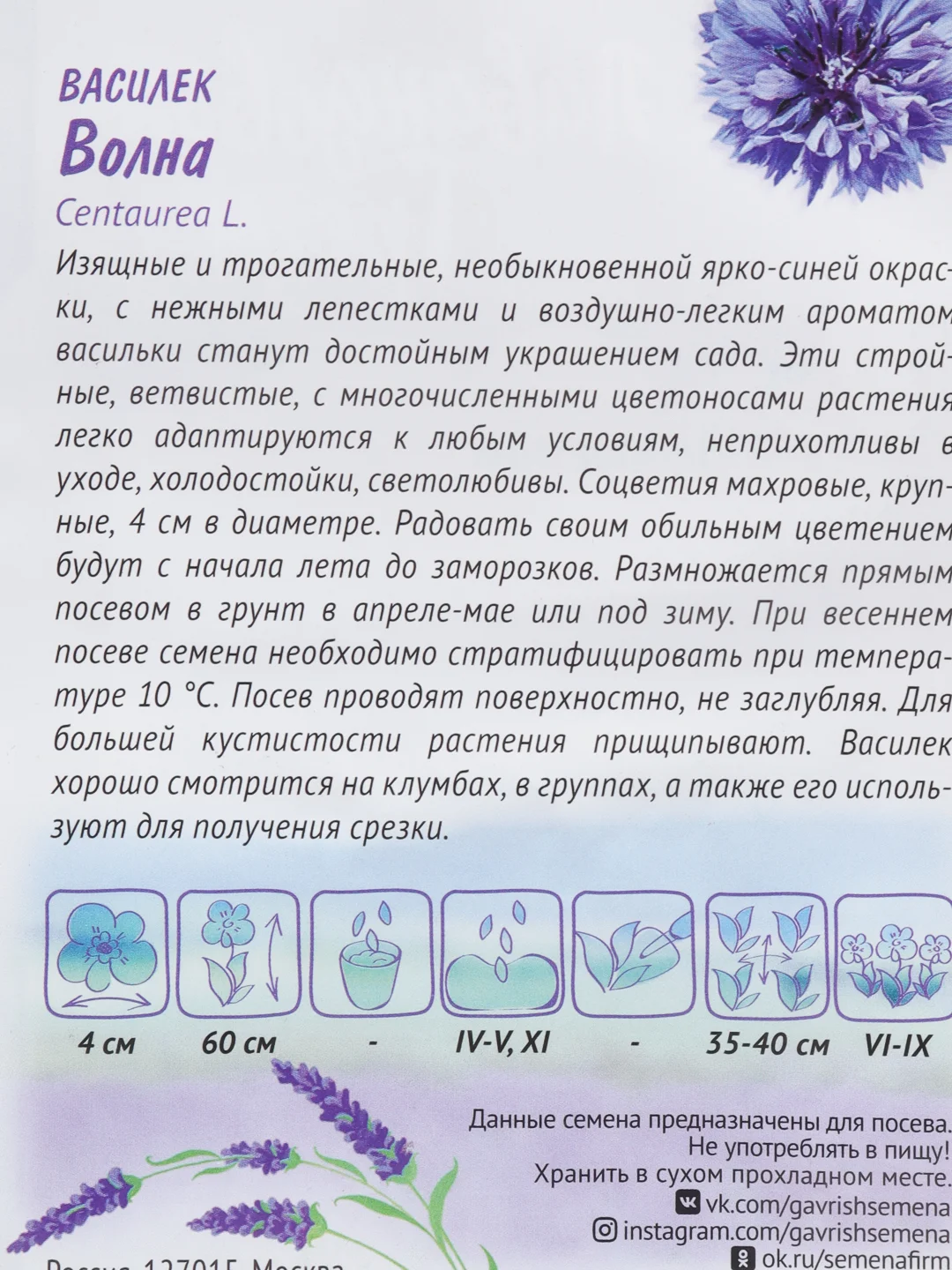 Василек "Волна" (семена, цветы)