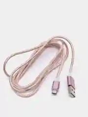 Розовый usb кабель для зарядки и передачи данных 2.0 А нейлоновый 1.35 м, micro usb, type c