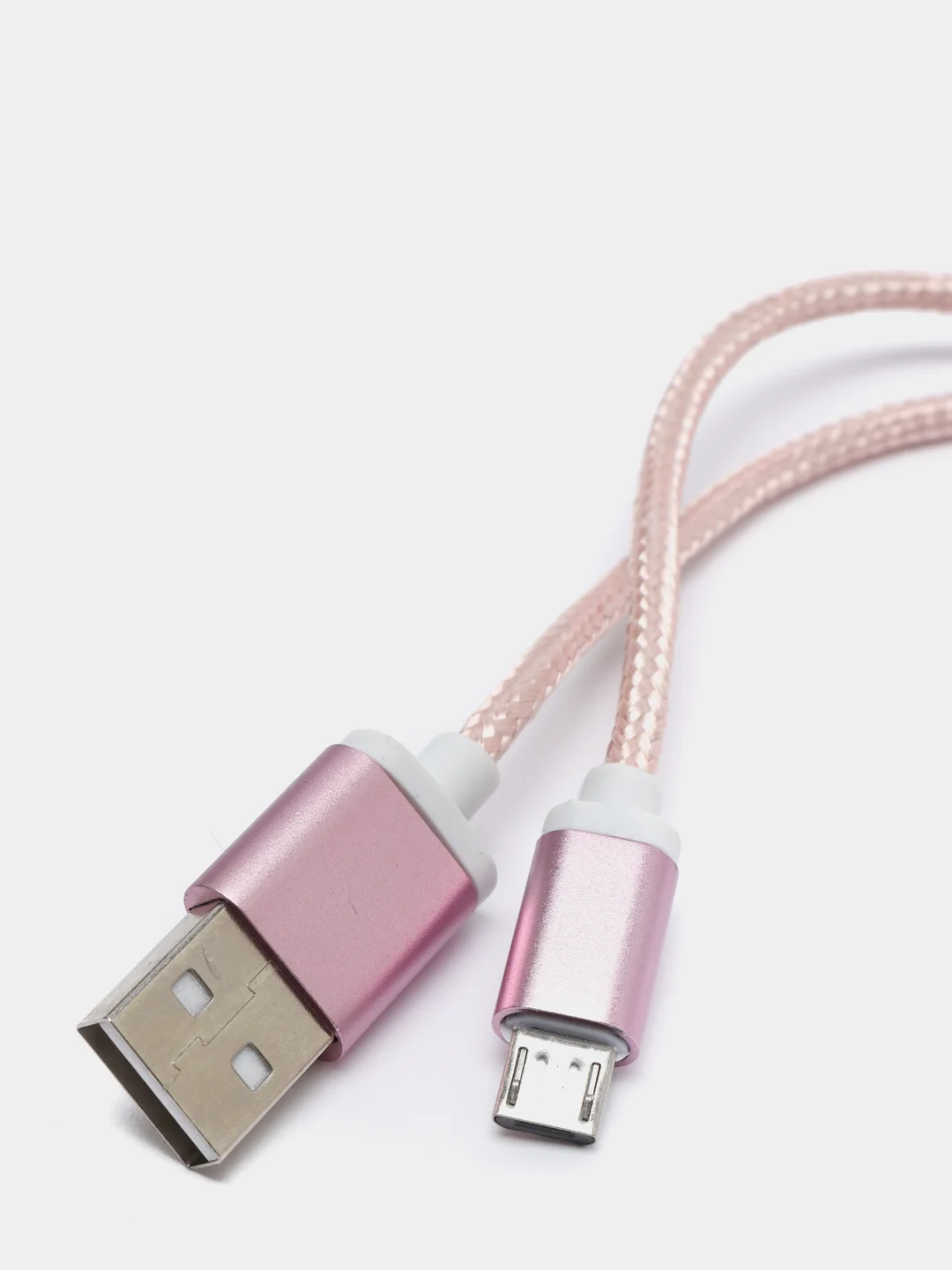 Розовый usb кабель для зарядки и передачи данных 2.0 А нейлоновый 1.35 м, micro usb, type c
