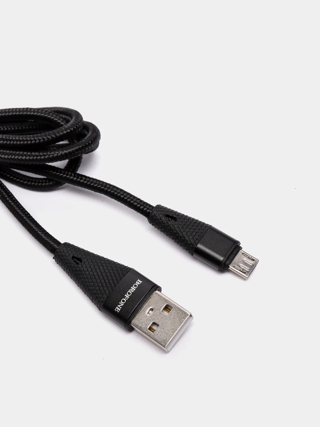Черный usb кабель Borofone BU10 Micro-USB ткань 3A 1.2m