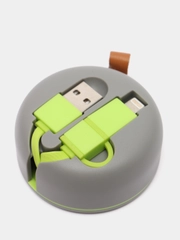 Самовтягивающийся кабель-улитка Floveme, с 2 головками: iPhone и micro SD
