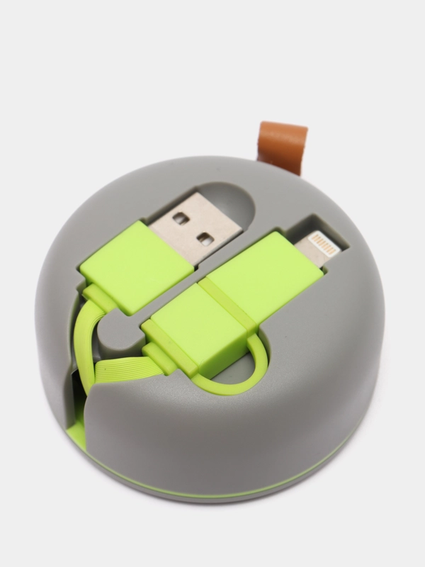 Самовтягивающийся кабель-улитка Floveme, с 2 головками: iPhone и micro SD