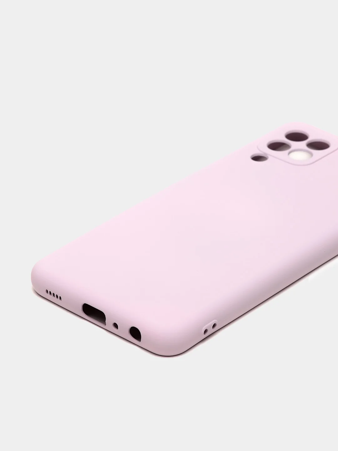 Лавандовый чехол силиконовый с защитой камеры для Samsung A22 / M32 / M22 с бархатной подкладкой