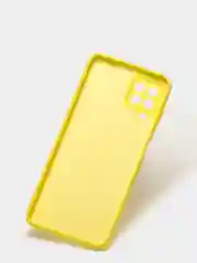 Желтый чехол силиконовый с защитой камеры для Samsung A22 / M32 / M22 с бархатной подкладкой