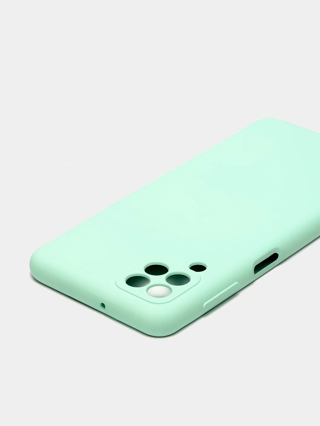 Бирюзовый чехол силиконовый с защитой камеры для Samsung A22 / M32 / M22 с бархатной подкладкой