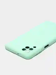 Бирюзовый чехол силиконовый с защитой камеры для Samsung A22 / M32 / M22 с бархатной подкладкой