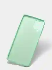 Бирюзовый чехол силиконовый с защитой камеры для Samsung A22 / M32 / M22 с бархатной подкладкой