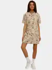 Бежевый платье-футболка Oversize, короткая туника, большие размеры 42-60